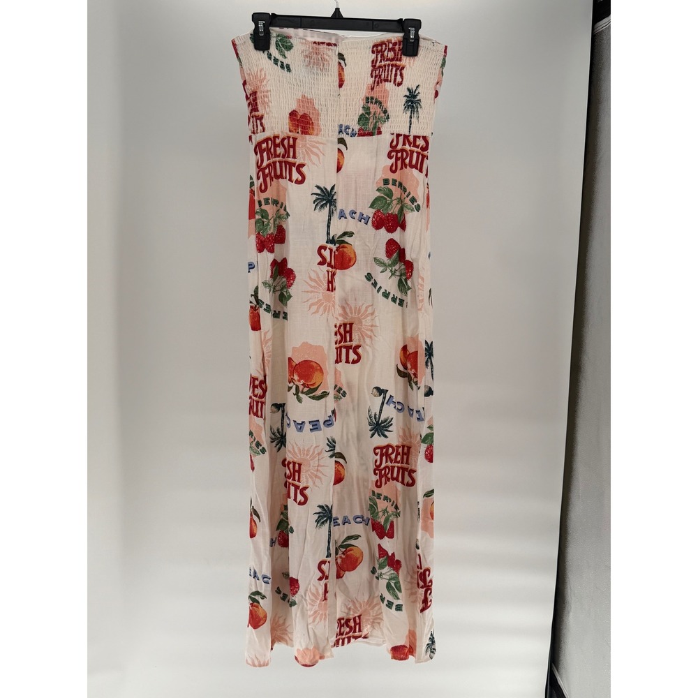 Anthropologie Paper Heart Fresh Fruit Peaches Berry Sleeveless Maxi Dress Large - Picture 3 of 5